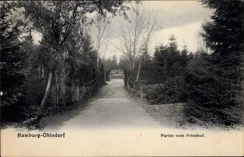 Ak Hamburg Nord Ohlsdorf, Partie vom Friedhof