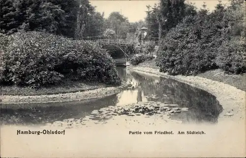 Ak Hamburg Nord Ohlsdorf, Partie vom Friedhof, Am Südteich