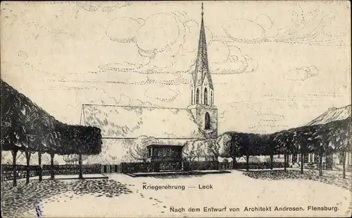 Ak Leck in Nordfriesland, Kriegerehrung, Kirche