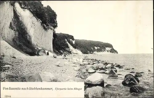 Ak Sassnitz auf der Insel Rügen, Von Sassnitz nach Stubbenkammer, Uferpartie beim Hengst