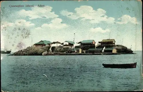 Ak Aden Jemen, Quarantine Island, Blick auf eine Insel