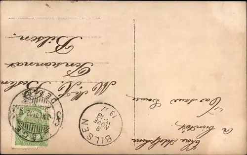 Mondschein Ak Mädchen Geige spielend, Rathausturm