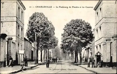 Ak Charleville Mézières Ardennes, Le Faubourg de Flandre et les Casernes