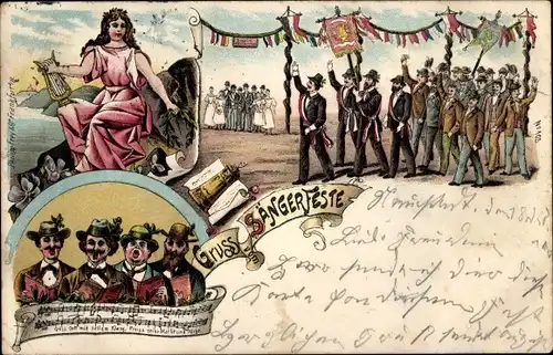 Litho Gruß vom Sängerfest, Festzug