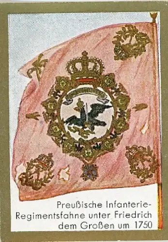 Sammelbild Historische Fahnen Bild 146, Preuß. Infanterie-Regimentsfahne Friedrich d. Große um 1750
