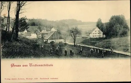 Ak Todtenschläule Siegertshofen Fischach in Schwaben, Dorfpartie, Ernte
