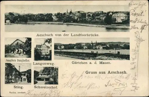 Ak Aeschach Lindau am Bodensee Schwaben, Jungfern Burgkeller, Langenweg, Sting, Schweizerhof