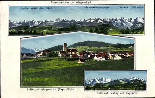 Künstler Ak Felle, Eugen, Wiggensbach im Allgäu, Alpenpanorama, Säuling, Zugspitze