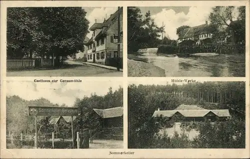 Ak Eibach Nürnberg in Mittelfranken, Gasthaus zur Gerasmühle, Mühle Werke, Sommerkeller