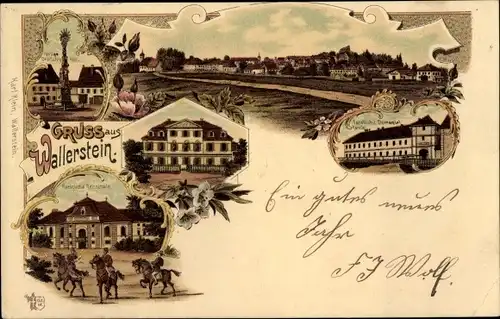 Litho Wallerstein in Schwaben, Reitschule, Josephinum, Gesamtansicht