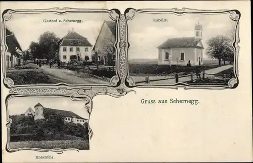 Ak Schernegg Massing in Bayern, Gasthof z. Schernegg, Kapelle, Hohenfels