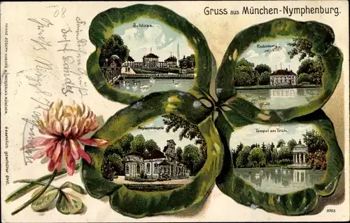 Kleeblatt Litho Nymphenburg München Bayern, Königliches Schloss Nymphenburg, Tempel