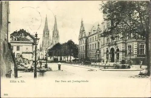 Ak Köln am Rhein, Der Dom mit Justizgebäude