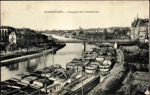 Ak Saarbrücken, Partie an der Saar, Blick auf die Luisenbrücke