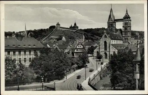 Ak Esslingen am Neckar, Teilansicht mit Kirche