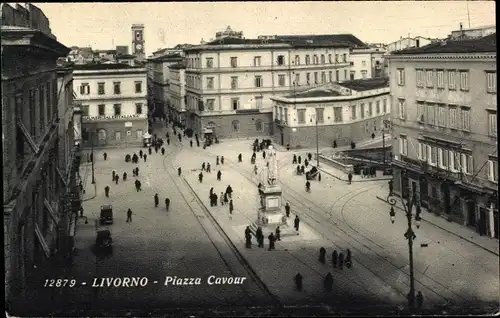 Ak Livorno Toscana, Piazza Cavour