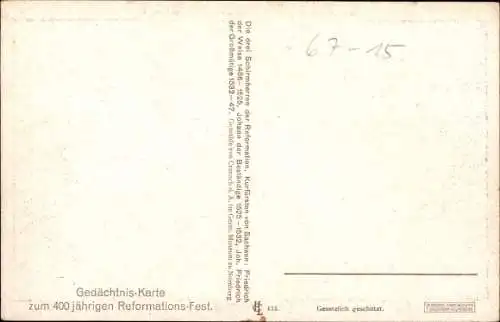 Ak Johann der Beständige, Friedrich der Weise, Joh. Friedr. der Großmütige, 400 Jahre Reformation