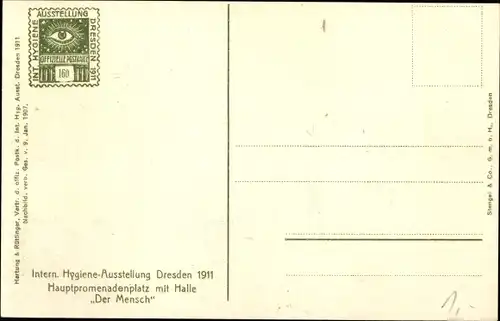 Ak Internationale Hygiene-Ausstellung Dresden 1911, Hauptpromenadenplatz mit Halle Der Mensch