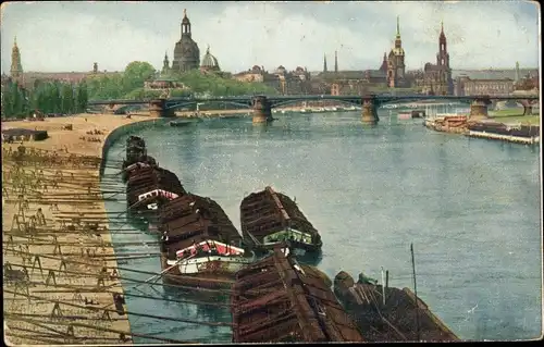 Ak Dresden, Blick von der Albertbrücke elbabwärts