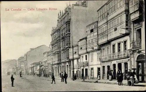 Ak La Coruña Galicien, Calle Linares Rivas