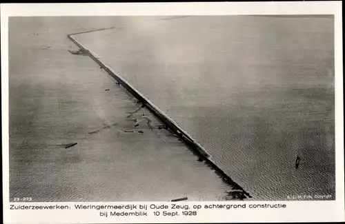 Ak Wieringermeer Hollands Kroon Nordholland Niederlande, Zuiderzeewerken Dijk bij Oude Zeug