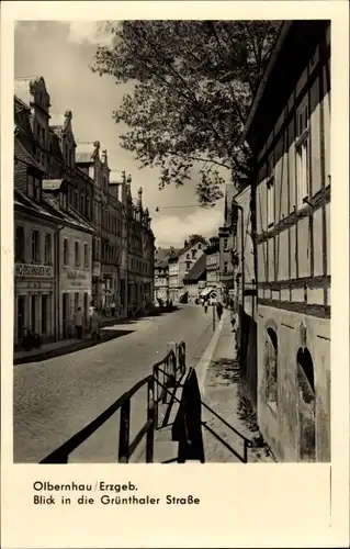 Ak Olbernhau im Erzgebirge, Blick in die Grünthaler Straße