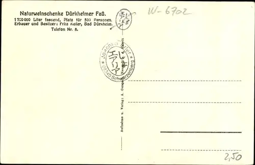 Ak Bad Dürkheim am Pfälzerwald, Naturweinschänke Dürkheimer Fass