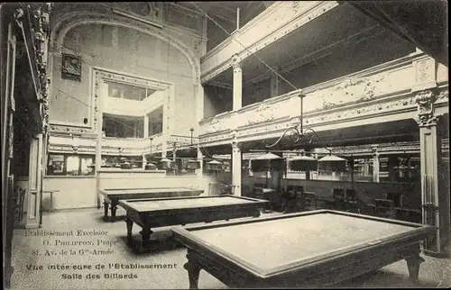 Ak Paris, Vue interieure de l'Etablissement, Salle des Billards