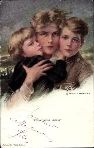 Künstler Ak Boileau, Philip, The coming Storm, Mutter mit Kindern