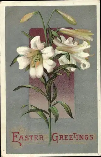 Ak Glückwunsch Ostern, Kreuz, Weiße Blumen