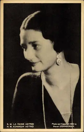 Ak Königin Astrid, S.M. la Reine Astrid, Portrait