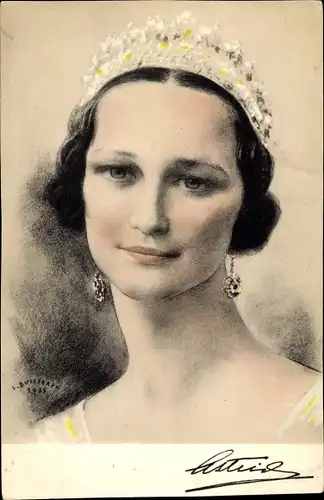 Künstler Ak Königin Astrid von Schweden, Königin von Belgien, Portrait