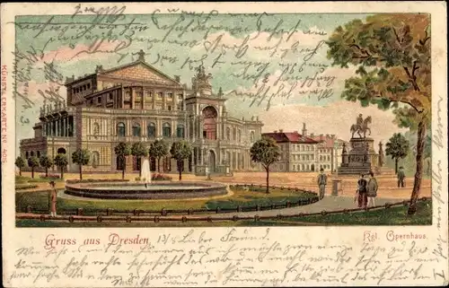 Litho Dresden Altstadt, Kgl. Opernhaus