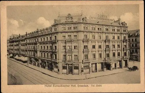 Ak Dresden Altstadt, Hotel Europäischer Hof, Prager Straße