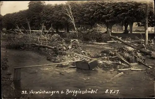 Foto Ak Berggießhübel in Sachsen, Verwüstungen am 8.7.1927