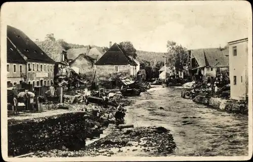 Ak Berggießhübel in Sachsen, Unwetterkatastrophe 8. Juli 1927, Zerstörungen