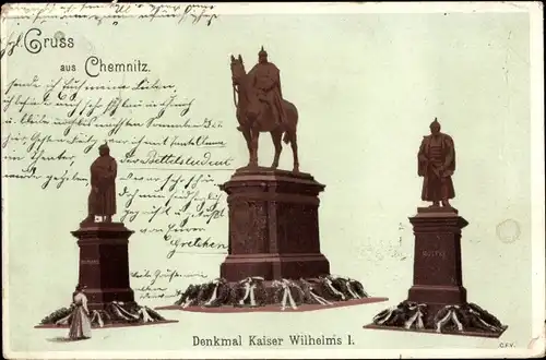 Ak Chemnitz in Sachsen, Denkmal Kaiser Wilhelm I.