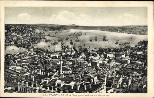 Ak Konstantinopel Istanbul Türkei, Vue panoramique du Bosphore