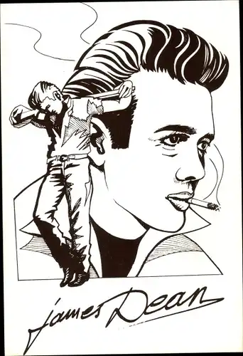 Ak Schauspieler James Dean, Portrait mit Zigarette