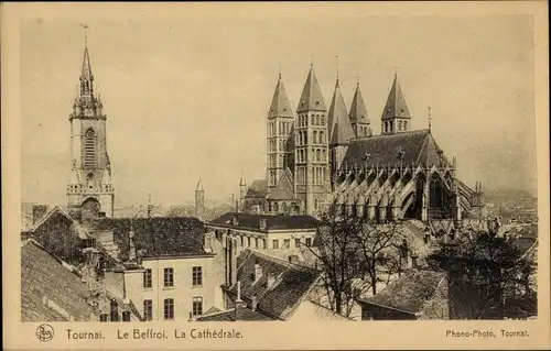 Ak Tournai Wallonien Hennegau, Le Beffroi, La Cathedrale