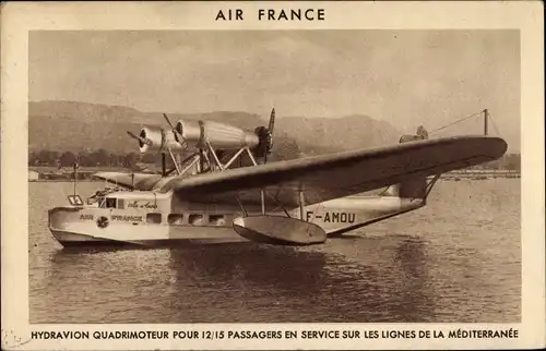 Ak Hydravion, F AMOU, Air France, Französisches Passagierflugzeug, Wasserflugzeug