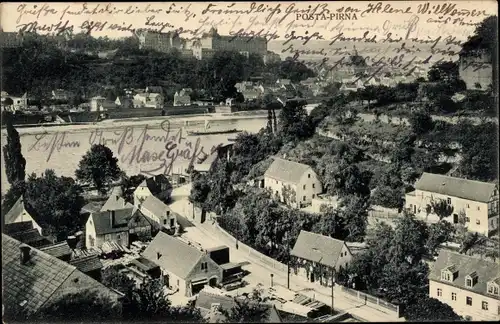 Ak Posta Pirna in Sachsen, Panorama