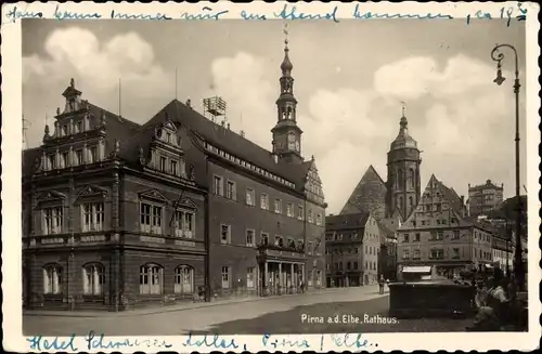 Ak Pirna an der Elbe, Rathaus