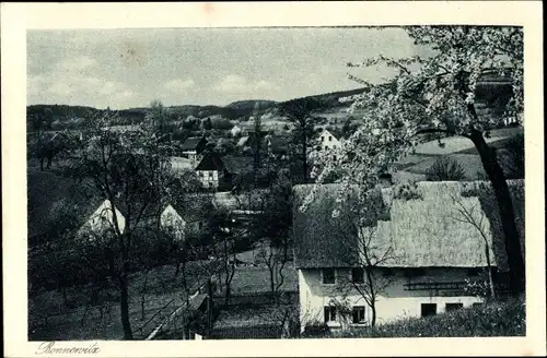 Ak Bonnewitz Pirna in Sachsen, Ortsansicht, Wohnhäuser, Blühender Baum