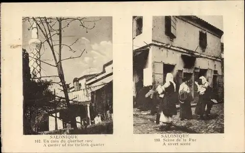 Ak Thessaloniki Griechenland, Quartier turc, Scene de la Rue
