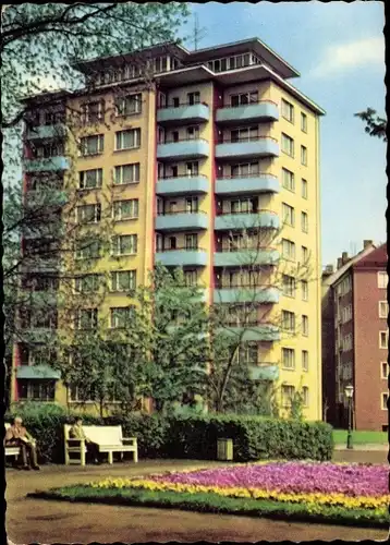 Ak Karl Marx Stadt Chemnitz in Sachsen, Hochhaus am Schlossteich