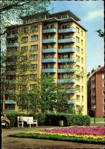 Ak Karl Marx Stadt Chemnitz in Sachsen, Hochhaus am Schlossteich