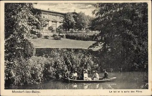 Ak Mondorf les Bains Bad Mondorf Luxemburg, Le lac et la salle des Fêtes