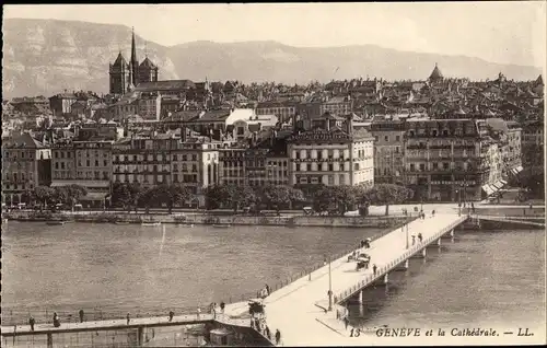 Ak Genève Genf Schweiz, Teilansicht, Cathedrale