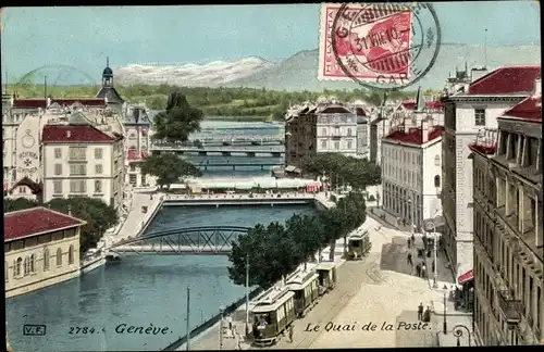 Ak Genève Genf Schweiz, Le Quai de la Poste